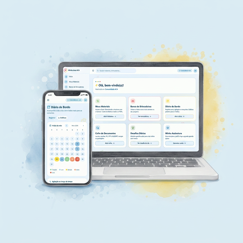 Mundo ACA em ação: painel completo no notebook e Diário de Bordo no celular